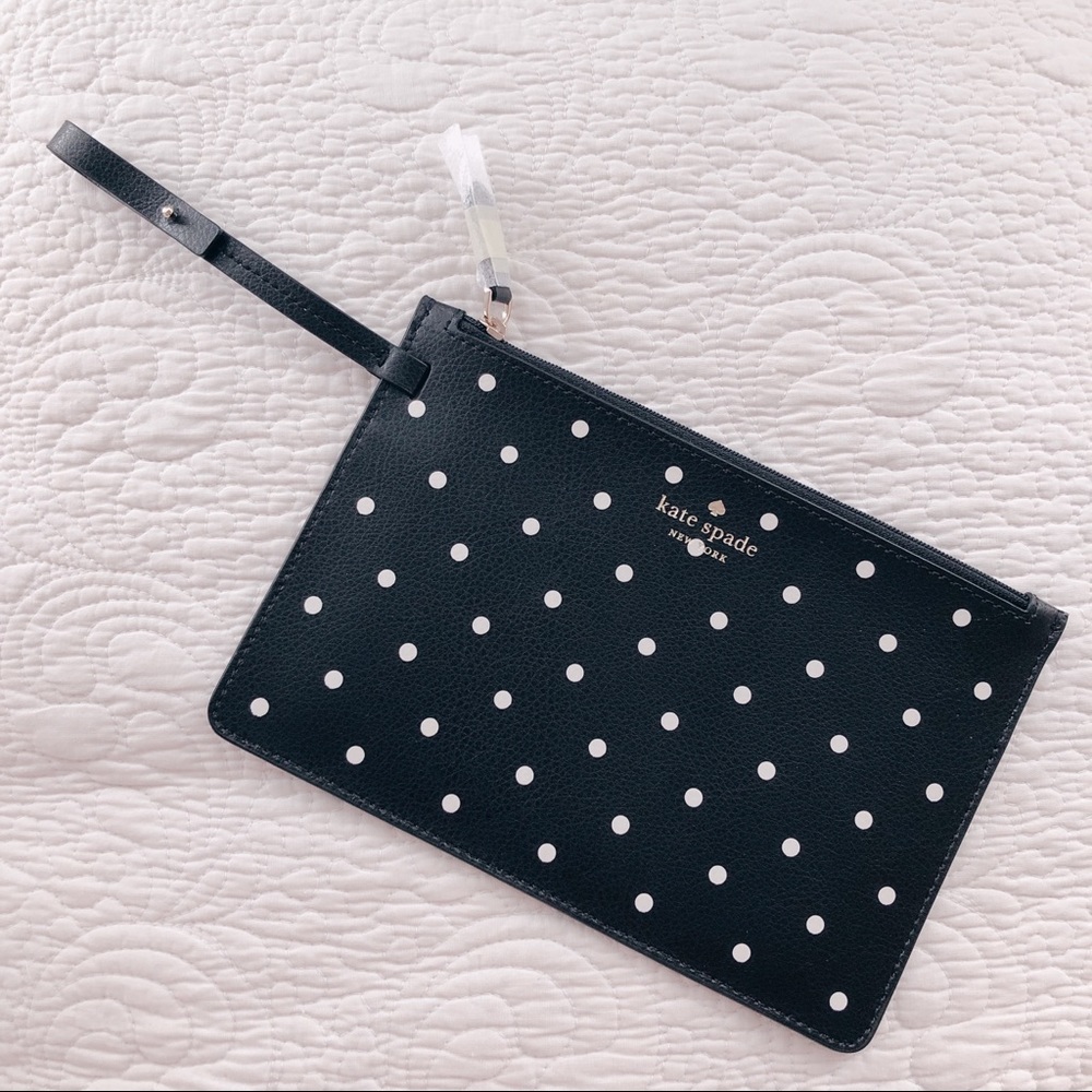 Kate Spade New York Polka Dot Wristlet Purse Insert Pouch NWOT 🖤